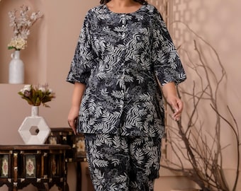 Indiawear Co-Ord Set | Black Pure Cotton Co-Ord Tunic and Pant Set | Festive design Co-Ord Set | women Co-Ord Set | Co Ord Set with Pockets