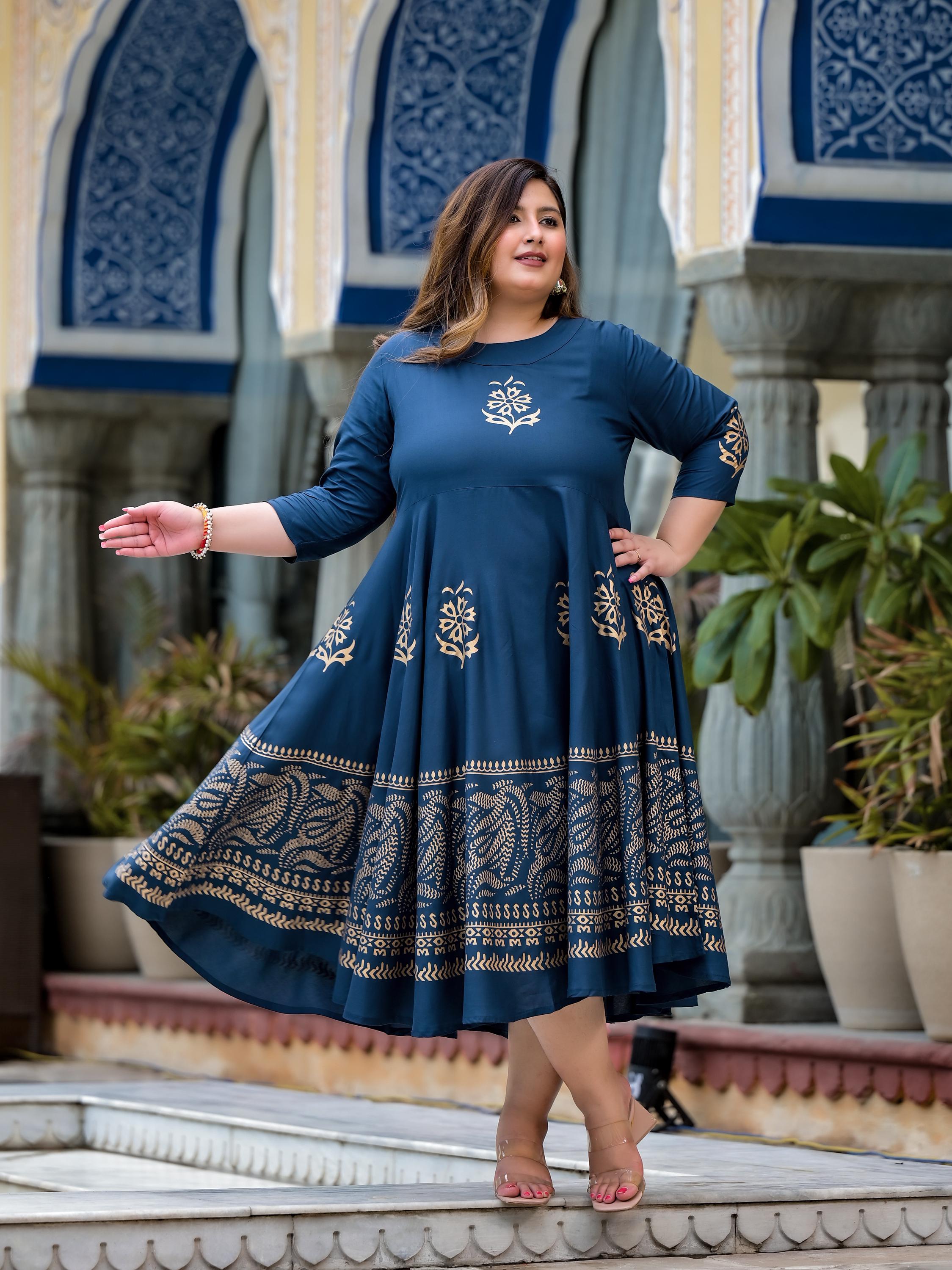 indian long kurti dress Indian Dress for Women| Plus Size India Dress | Anarkali Gown | Printed  Kurti Punjabi Suits Kurtis for Women| Plus Size Kurti |flared Kurti