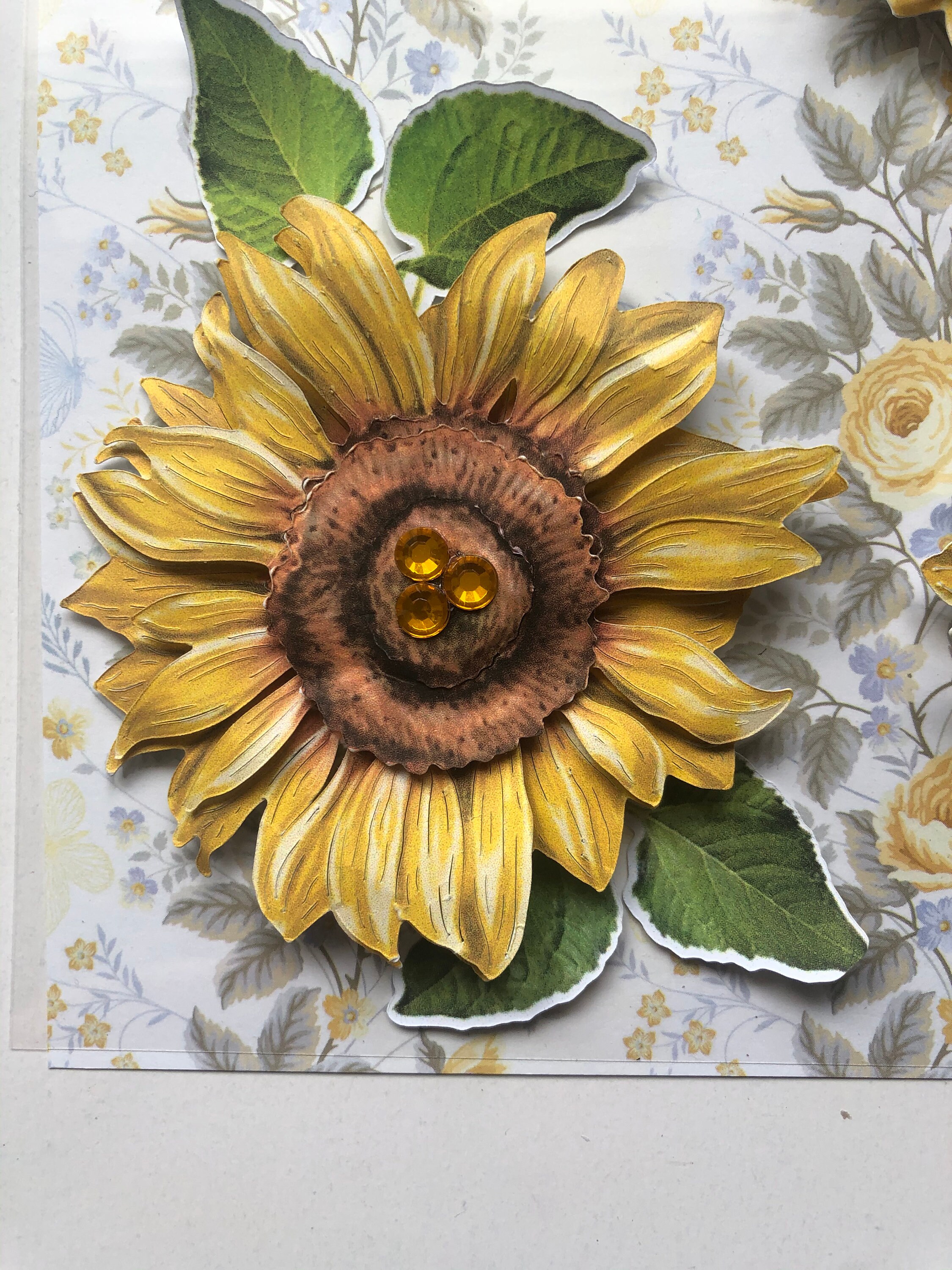 3d Decoupaged flowers, sunflowers, embellishments Etsy.de
