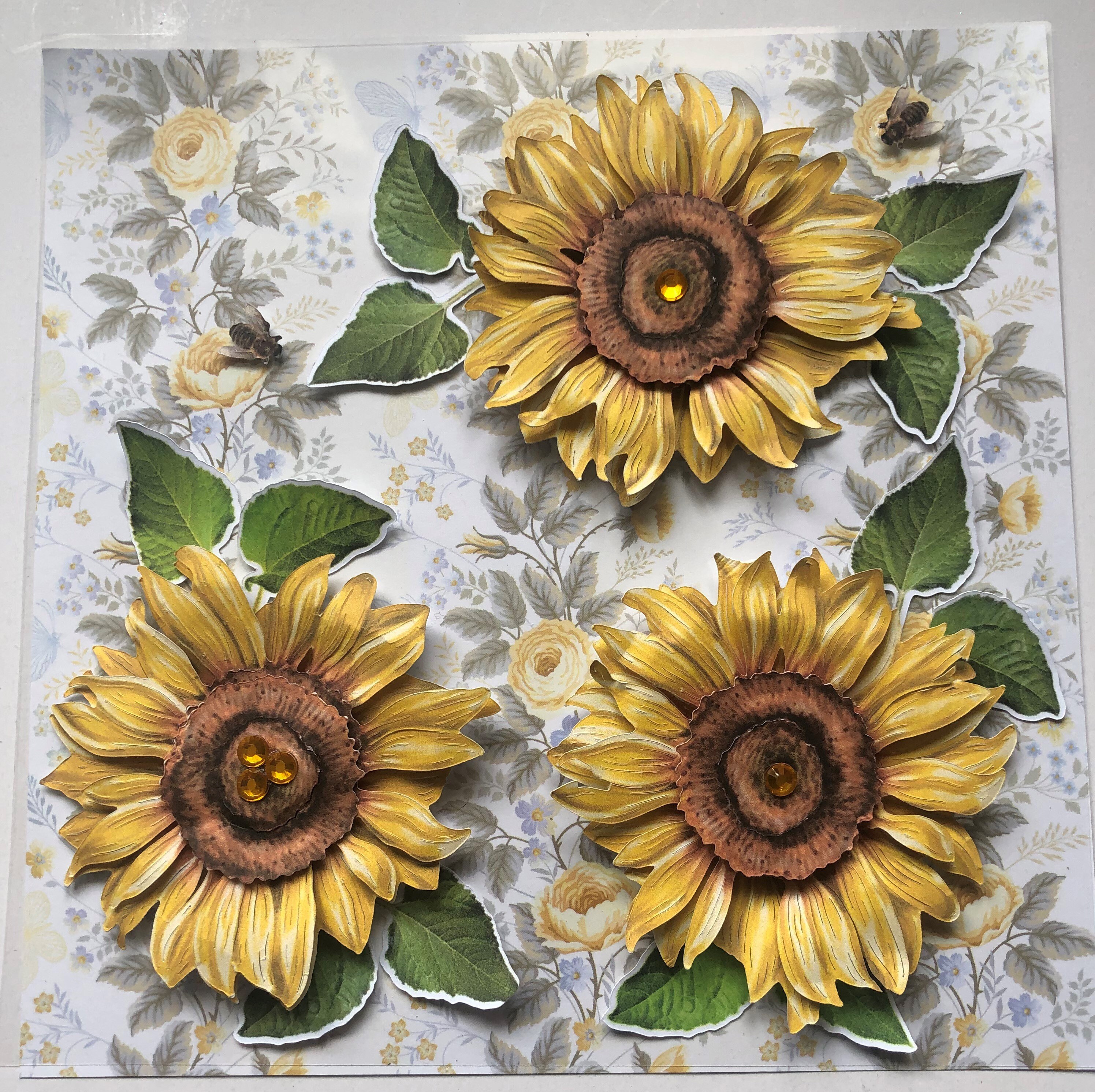 3d Decoupaged flowers, sunflowers, embellishments Etsy.de