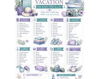 Cruise Vacation Packing List Printable | Cruise Packing Checklist | Travel Checklist | Instant Download