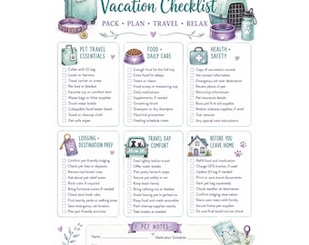 Pet Friendly Vacation Checklist Printable, Dog Travel Planner PDF, GoodNotes Digital Download
