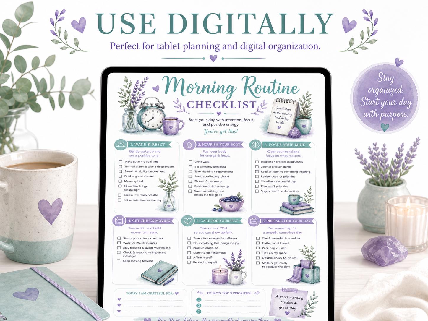 Morning Routine Checklist Printable | Daily Habit Tracker ...
