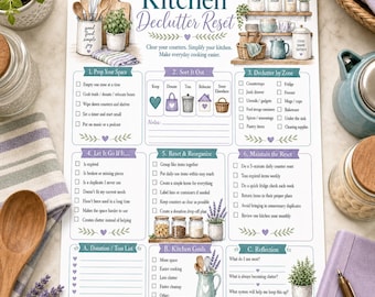 Kitchen Declutter Reset Printable | Kitchen Organization Checklist | Declutter PDF | Instant Download