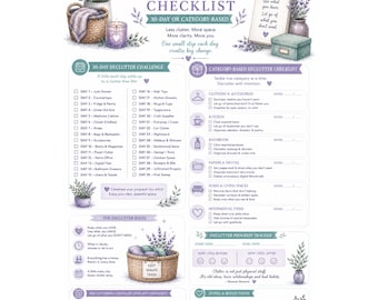 Declutter Checklist Printable | 30 Day Declutter Challenge | Home Organization | Instant Download PDF