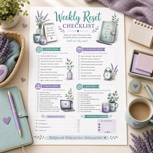 Weekly Reset Checklist Printable | Weekly Planning Template | Home & Digital Reset | Instant Download