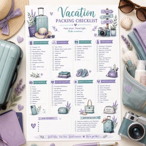 Vacation Packing List Printable | Travel Checklist | Packing Checklist PDF | Instant Download