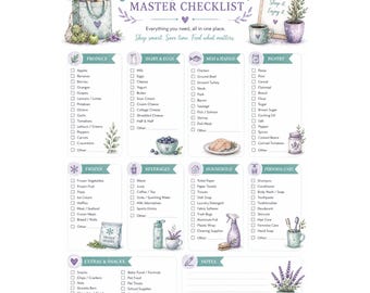 Grocery Shopping Checklist Printable | Master Grocery List | Meal Prep | Instant Download PDF