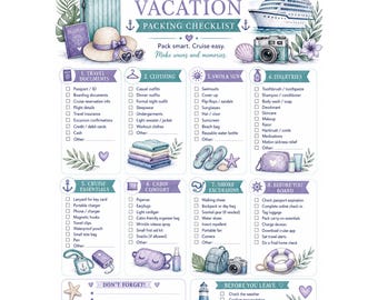 Cruise Vacation Packing List Printable | Cruise Packing Checklist | Travel Checklist | Instant Download