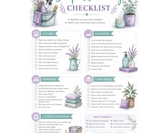 Deep Cleaning Checklist Printable | Room by Room House Cleaning Guide | Instant Download PDF