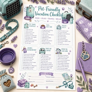 Pet Friendly Vacation Checklist Printable, Dog Travel Planner PDF, GoodNotes Digital Download