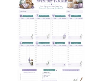 Pantry Inventory Tracker Printable | Pantry Organization | Kitchen Planner | Instant Download PDF