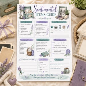 Sentimental Items Guide Printable | Declutter Keepsakes | Letting Go Checklist | Instant Download PDF