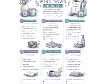 Evening Wind Down Checklist Printable | Bedtime Routine Planner | Night Routine | Instant Download