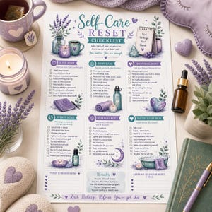 Self Care Reset Checklist Printable | Wellness Planner | Mental Health | Instant Download PDF