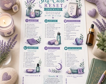 Self Care Reset Checklist Printable | Wellness Planner | Mental Health | Instant Download PDF