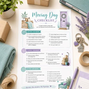 Moving Day Checklist Printable | Moving House Checklist | Relocation Planner | Instant Download PDF