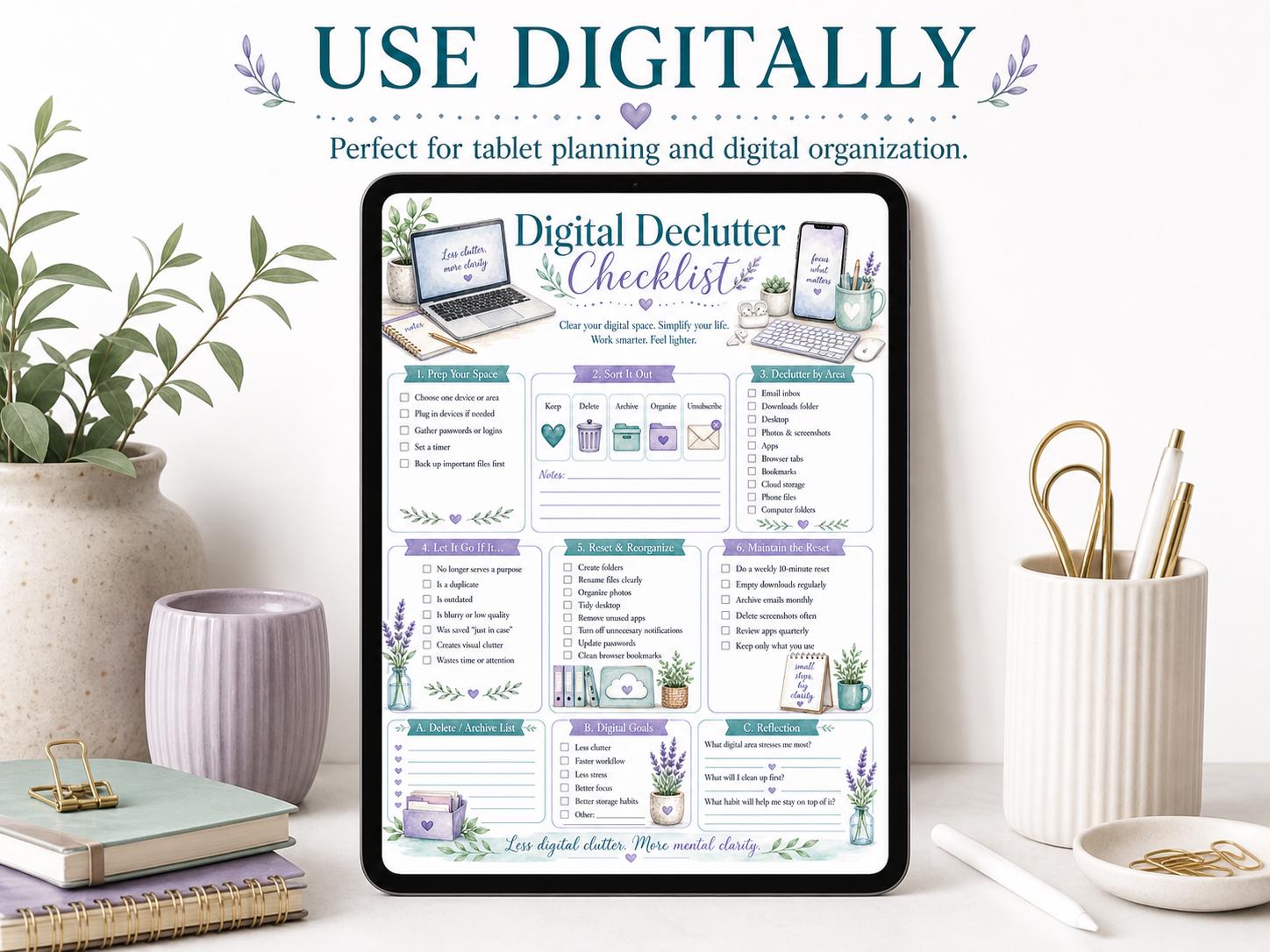 Digital Declutter Checklist Printable | Digital Organization | Phone