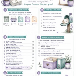 Lista di controllo per eliminare il disordine cartaceo (stampabile) / Organizzazione dei documenti / Sistema di archiviazione domestico / Download immediato