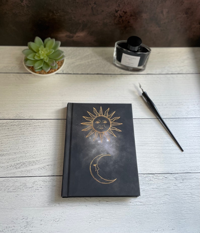 Mystical Sun Moon Hardcover Journal, Celestial Astrology Notebook With Lined Paper, Perfect Gift or Use as Planner or Manifestation Journal image 2