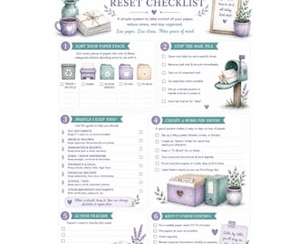 Paper Clutter Reset Checklist Printable | Paper Organization | Home Filing System | Instant Download