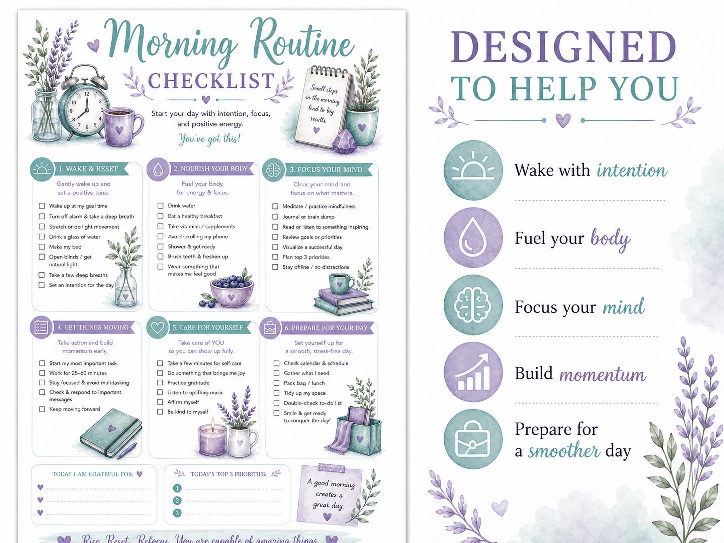 Free Pdf Morning Routine Morning Routine Checklist Printable | Daily Habit Tracker ...