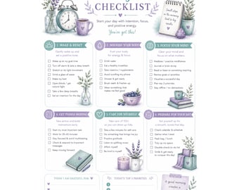 Morning Routine Checklist Printable | Daily Habit Tracker | Productivity Planner | Instant Download PDF
