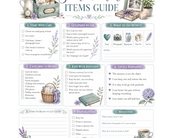 Sentimental Items Guide Printable | Declutter Keepsakes | Letting Go Checklist | Instant Download PDF