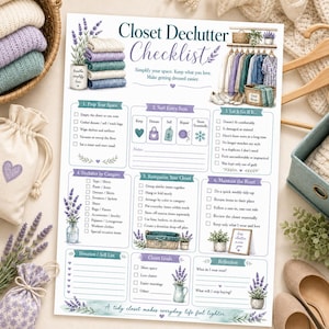 Checklist voor het opruimen van je kledingkast (printbaar) | Kledingkastorganisatie | Capsulekast | Direct te downloaden (pdf)
