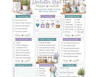 Kitchen Declutter Reset Printable | Kitchen Organization Checklist | Declutter PDF | Instant Download