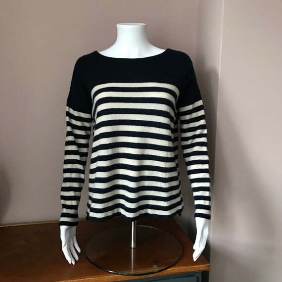 Cashmere Breton style striped jumper.