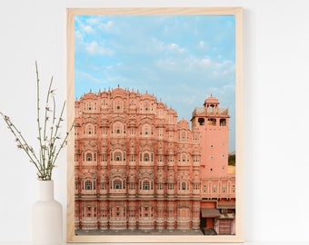 Arquitectura de la India, Hawa Mahal Jaipur, Fotografía de viaje, Imagen descargable, Descargar fotografía digital, Impresión, Arte imprimible, Obras de arte