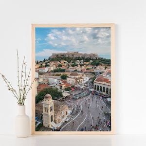 ATHENS CITY PRINT, Greece Photography, Acropolis Print, Greek Travel, Monastiraki Square, Greece Photo, Instant Digital Download Print