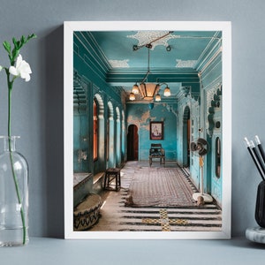 Udaipur Print, Udaipur Palace Blue Room, Indian Print, Door Print, Indian Architecture, Instant Download, Digital Art
