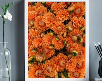 Orange Dahlia Flower Photography Print (Instant Digital Download)