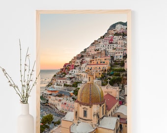 Sunset in Positano Italy Print, Coastal Amalfi Decor (Digital Download)