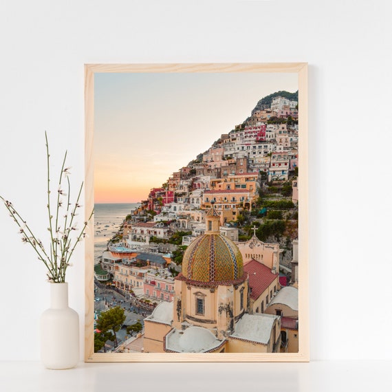 Sunset in Positano Italy Print, Coastal Amalfi Decor (Digital Download)