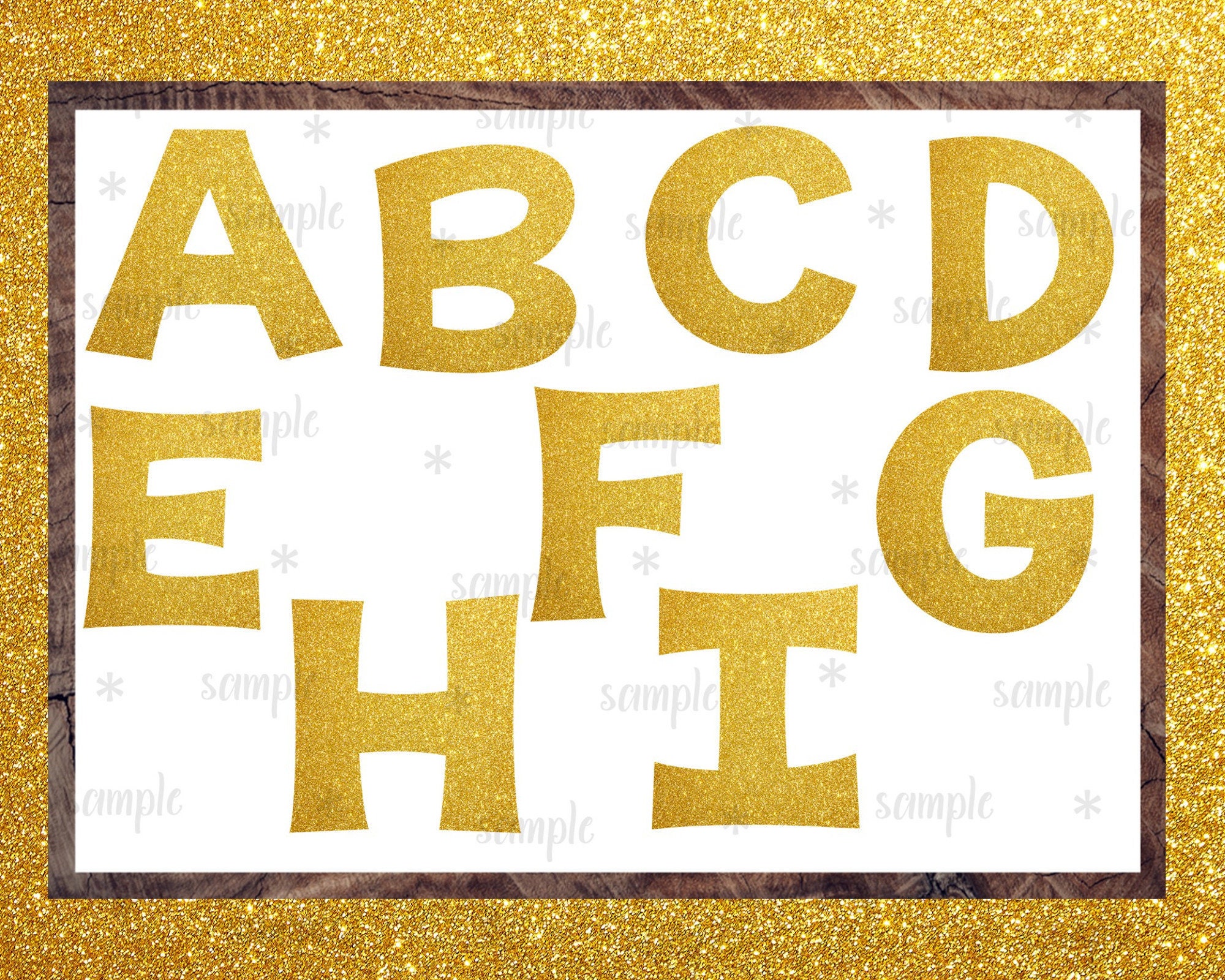 GOLD GLITTER Alphabet Uppercase & Numbers 0-9 Clipart Digital PNG - Etsy