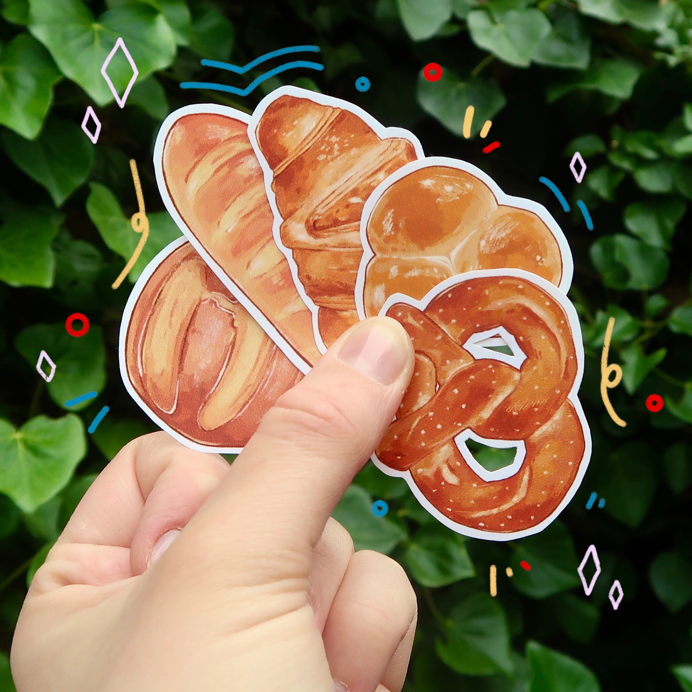 5pc Bread Stickers // Digital Art Stickers Food - Etsy