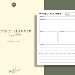 Project Planner Printable, Work Planner, Project Timeline, Project Management, A4, A5, Letter Size