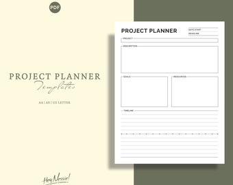 Project Planner Printable: Timeline & Management (A4, A5, Letter Size) (PDF File)