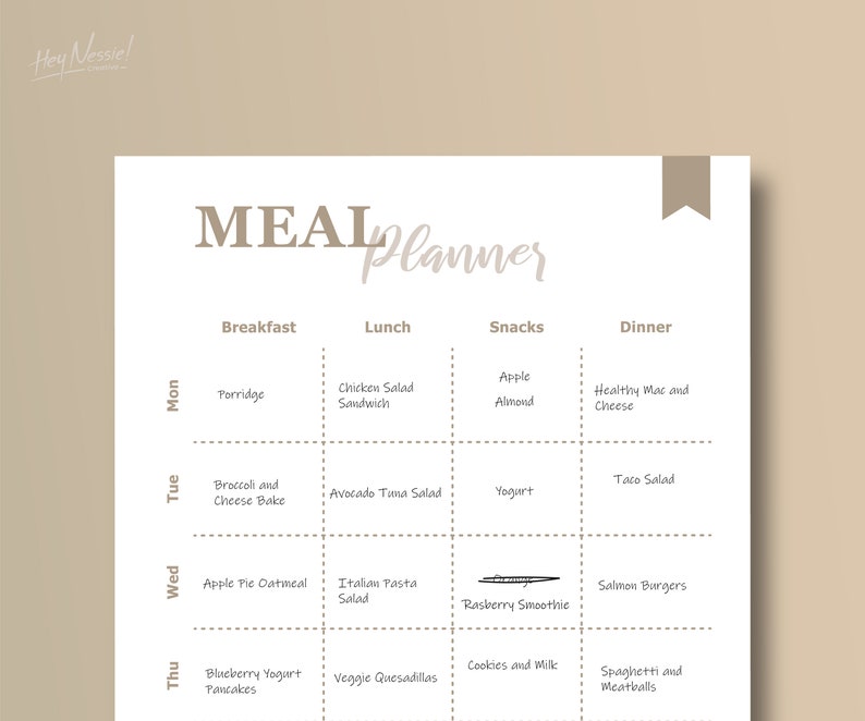 Meal Planner Printable, Minimalist and Simple Planner , A4 and A5 Size ...