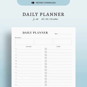 Daily Planner & To Do List, Pastel Color and Minimalist Printable Planner