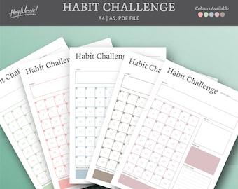 40 Day Habit Challenge Tracker, Goal Tracker, A4, A5 Size PDF