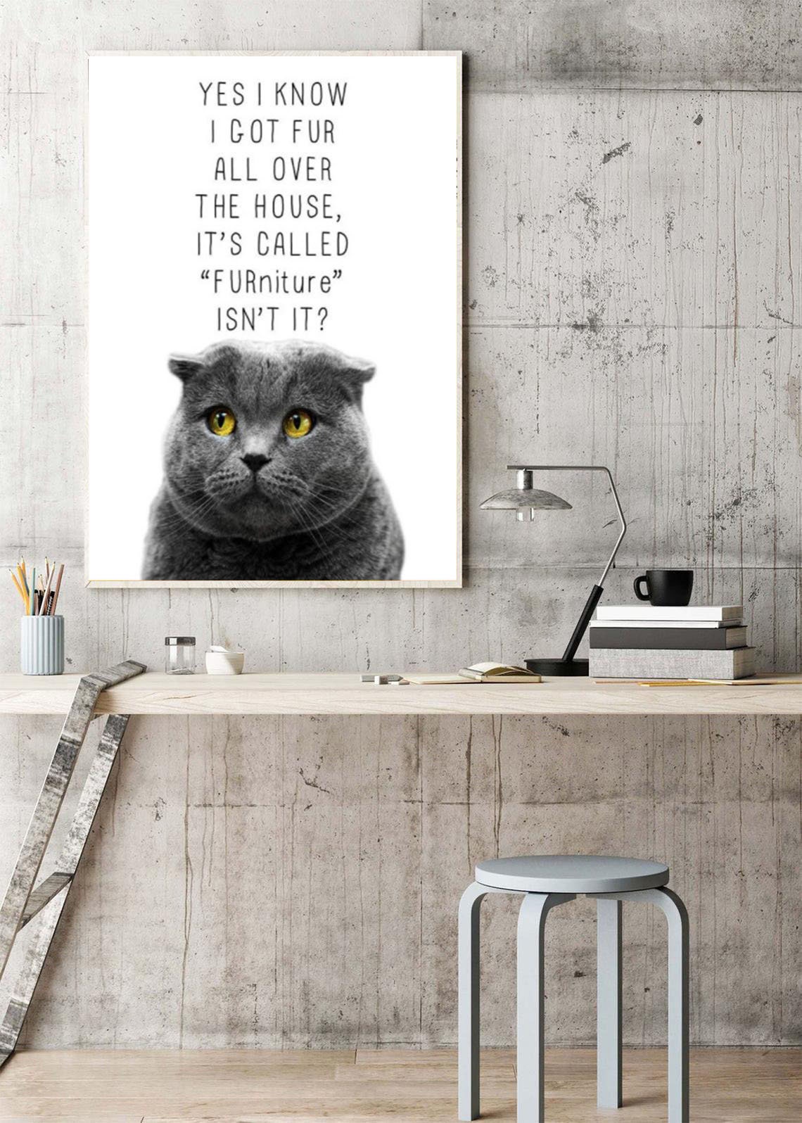 Cat Poster Vintage Cat Poster Funny Cat Poster Cat Etsy