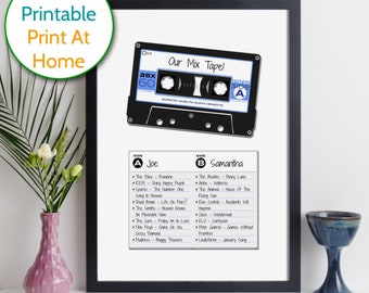 personalised cassette mixtape printable PDF / retro music print / custom cassette poster/ cassette mixtape / favourite songs download