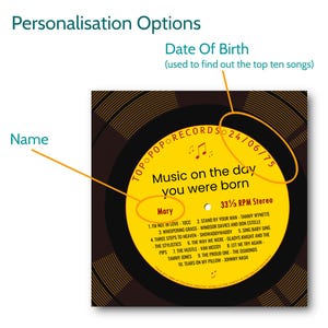 16th birthday card for boy or girl / born in 2010 16th birthday gift for son or daughter / 2010 music personalised card / record label songs image 2