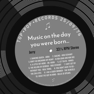 50th birthday card for man or woman / born in 1976 50th birthday gift for him or her / 1976 music personalised card / record label songs image 9