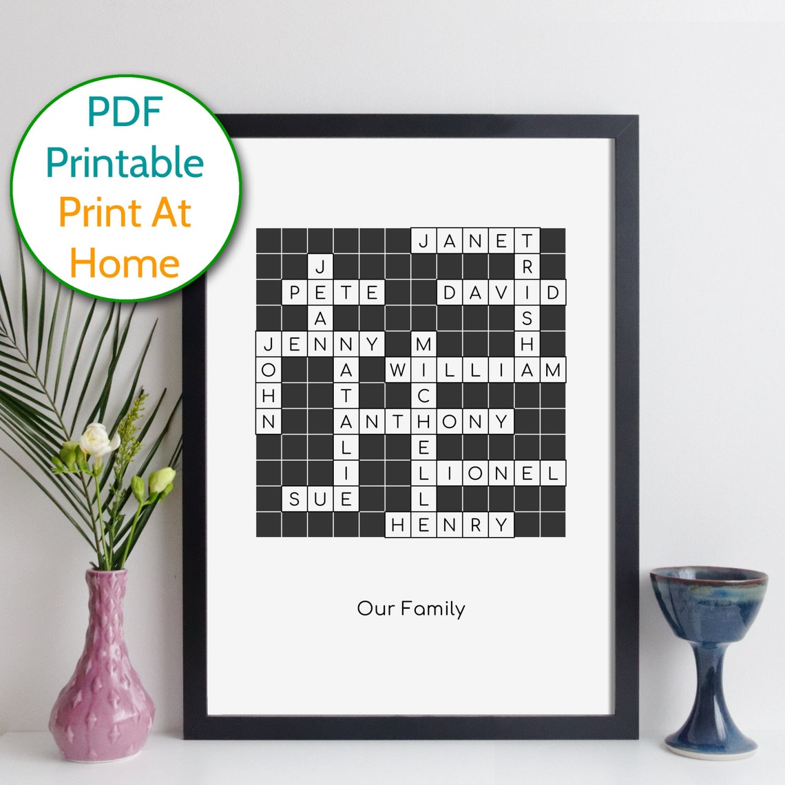 Family crossword gift / custom crossword printable pdf / | Etsy