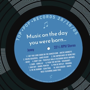 21st birthday card for him or her / born in 2005 21st birthday gift for him or her / music personalised card for son or daughter / songs blue